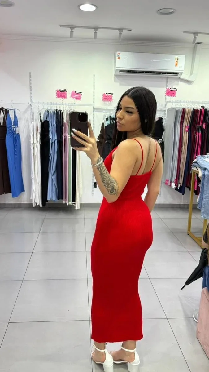Vestido Modal Com Decote em V Com Alciha Vermelho - foto 2