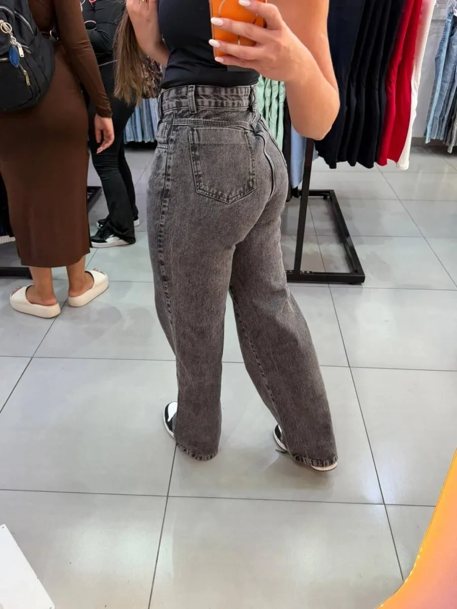 Calça Wide Leg Grafide Botão Dourado - foto 2