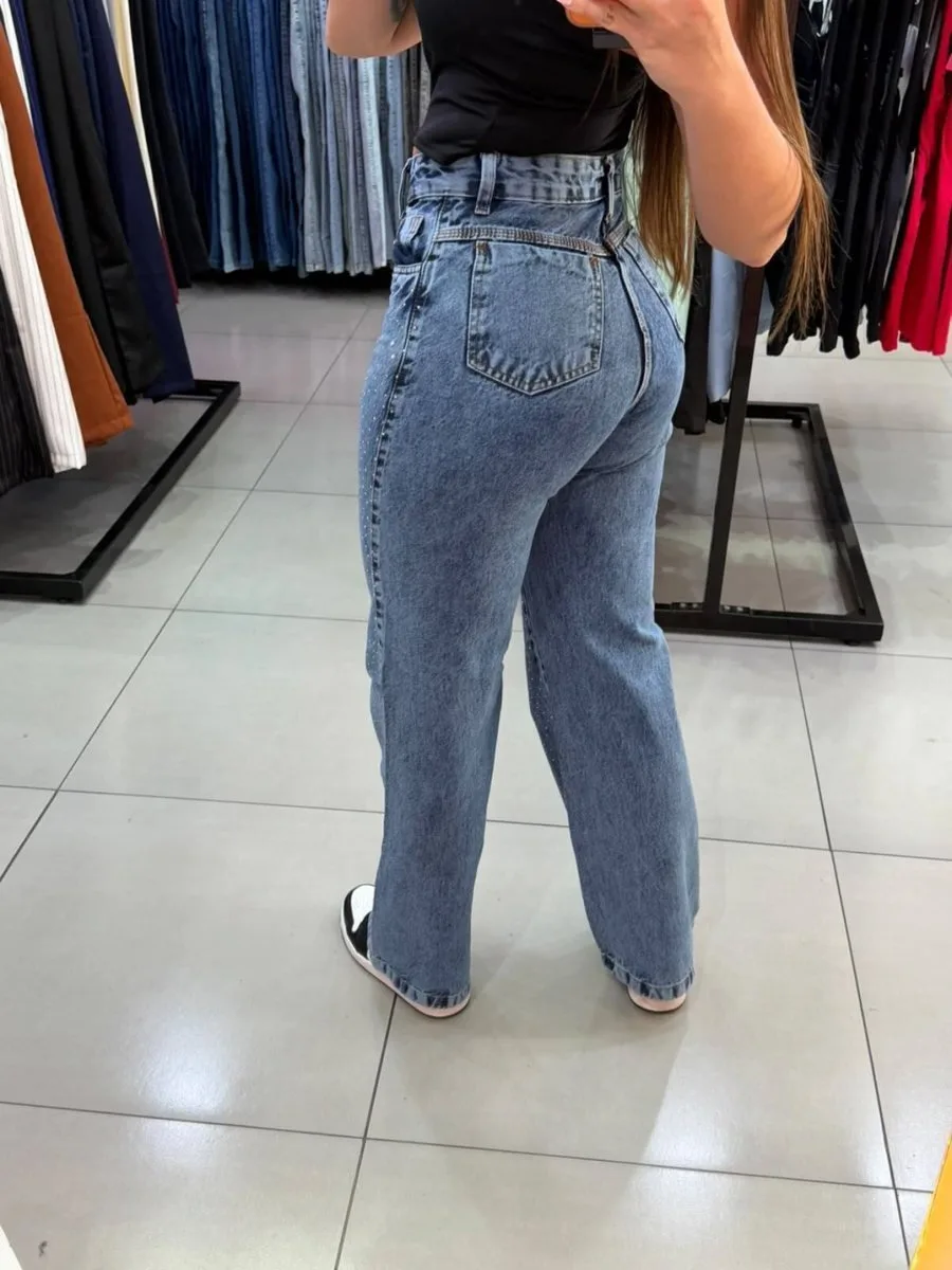 Calça Wide Leg Clara Com Brilhos - foto 2