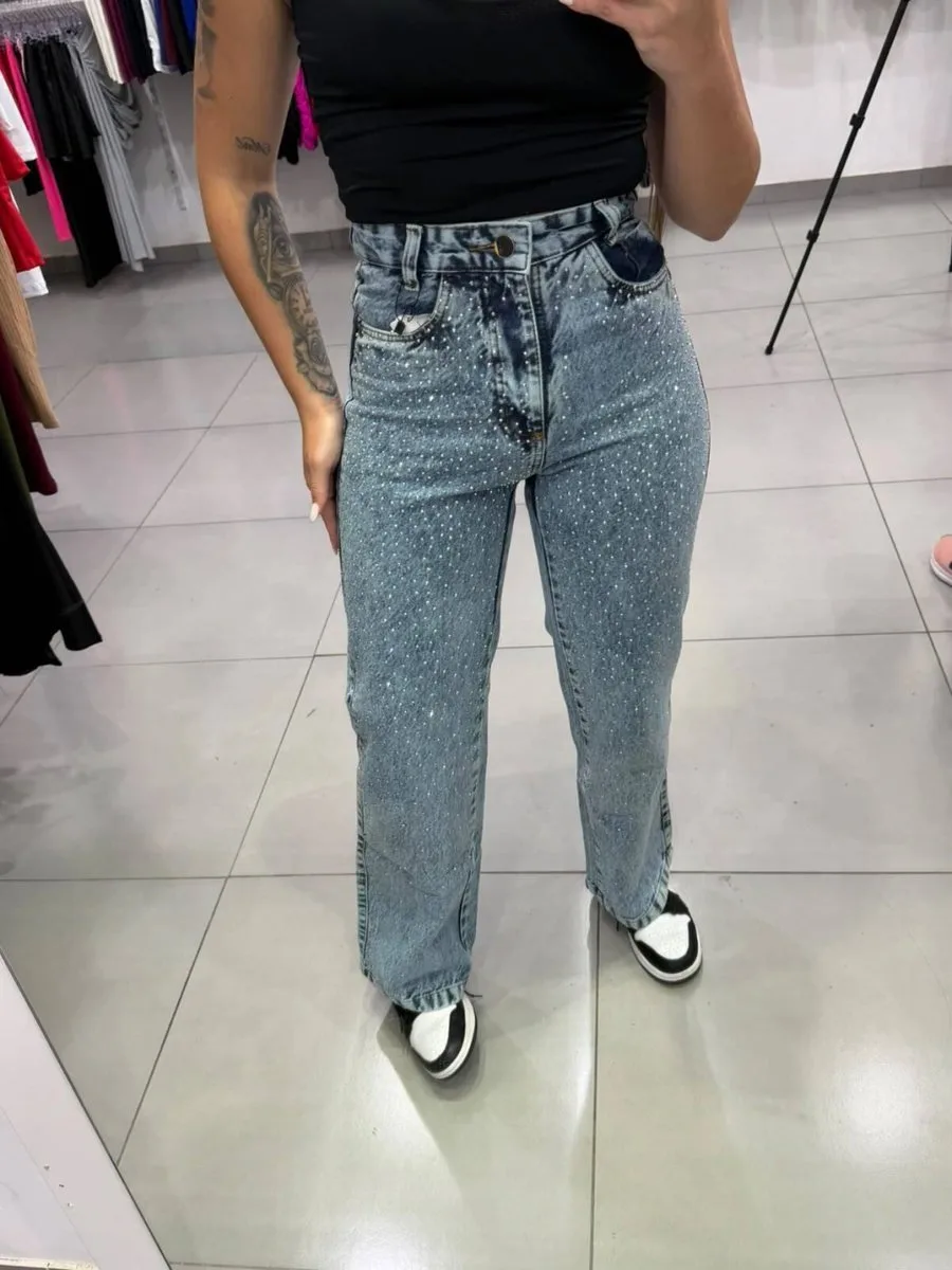 Wide leg Clara Marmorizada Com Brilhos - foto 1