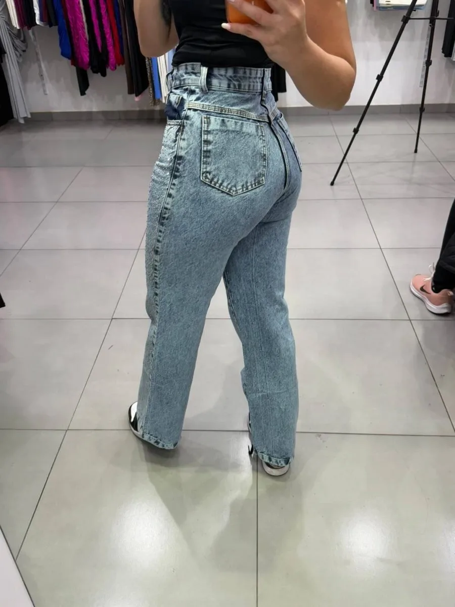 Wide leg Clara Marmorizada Com Brilhos - foto 2