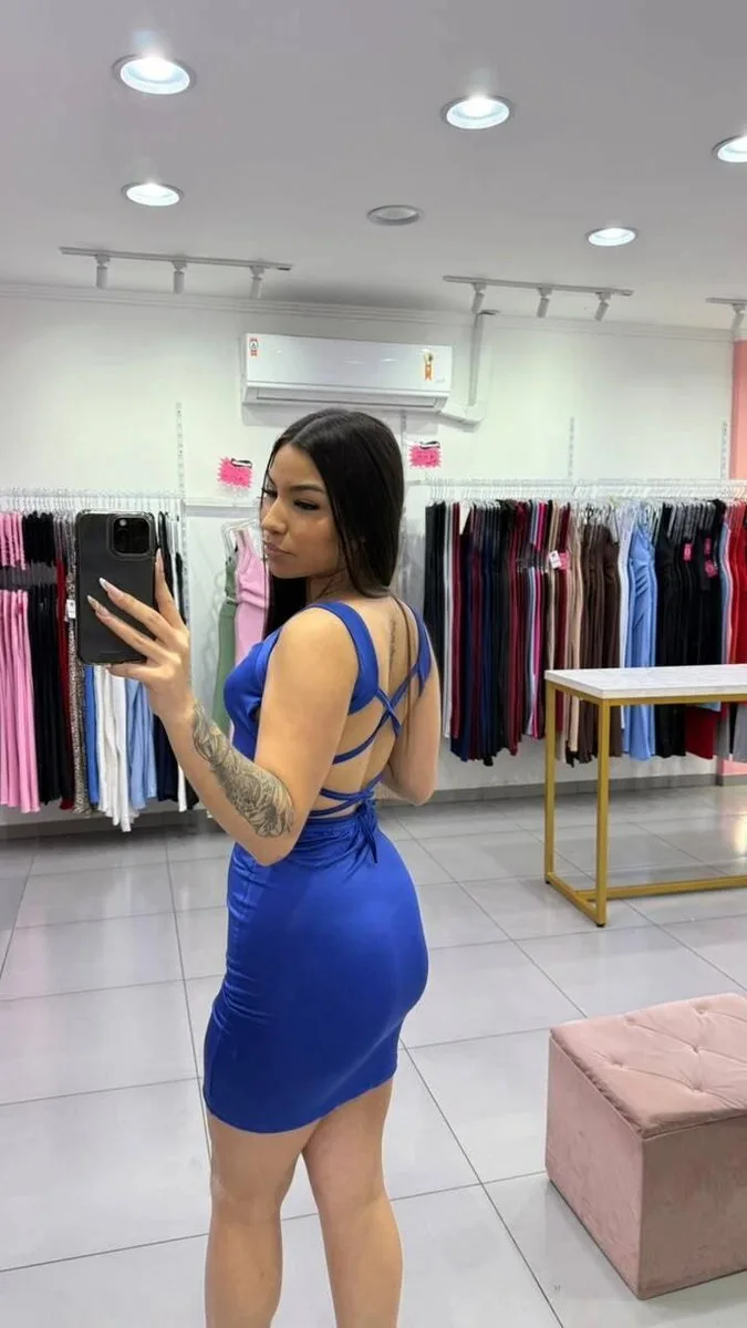 Vestido Em Suplex Costas Trançadas AZUL - foto 2