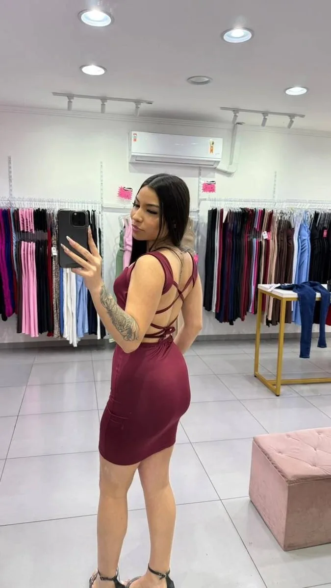 Vestido Em Suplex Costas Trançadas BORDO - foto 2