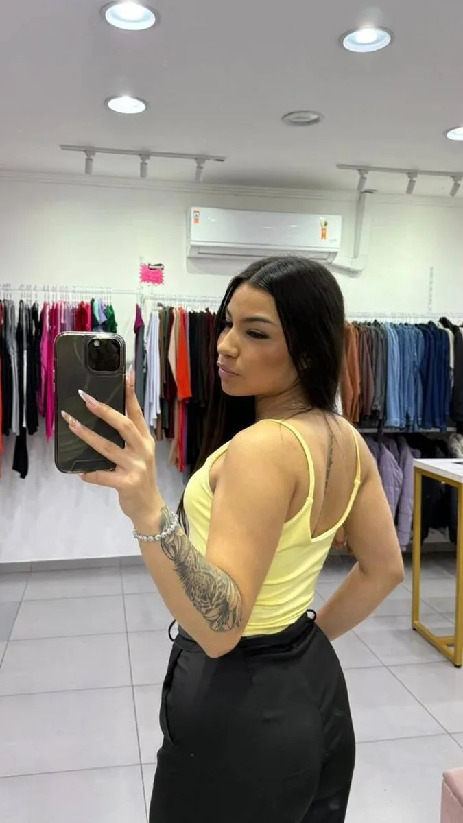 Cropped Alcinha Fina Amarelo - foto 2