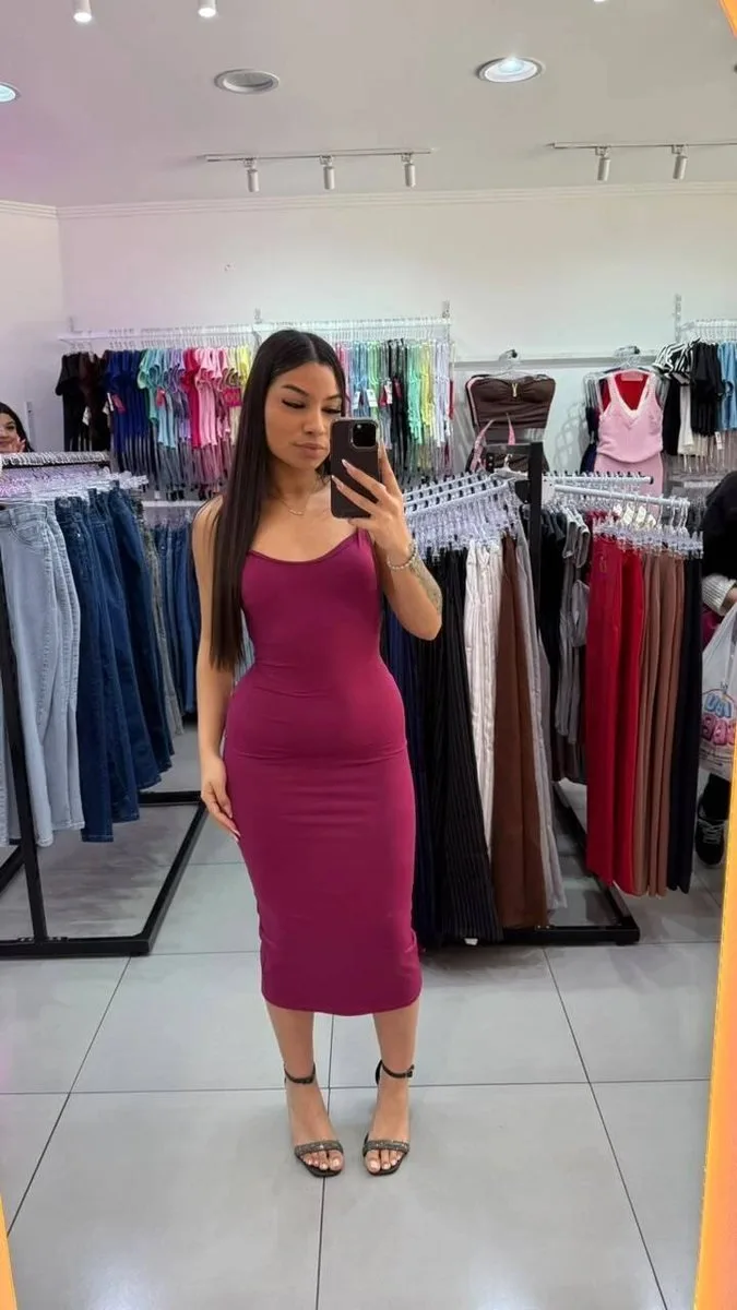 Vestido Luxxo Em Poliamida Com Costas Abertas E Bojo vinho - foto 1
