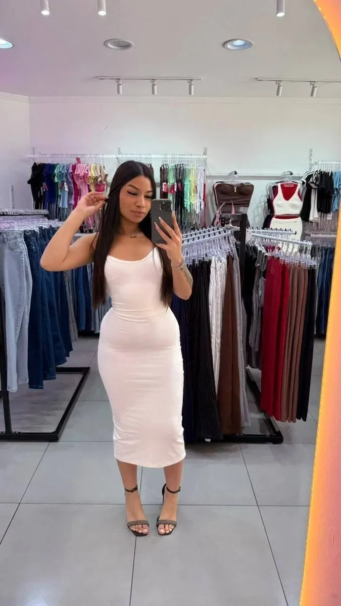 Vestido Luxxo Em Poliamida Com Costas Abertas E Bojo Branco - foto 2