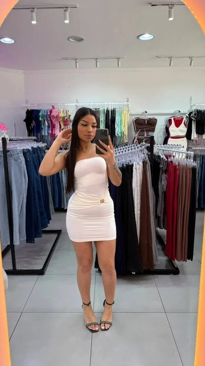 Vestido Tubinho Tomara Que Caia Branco - foto 1