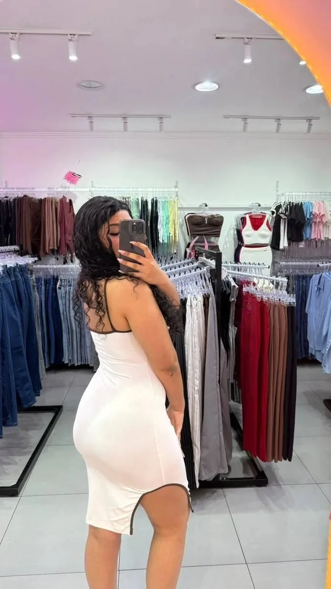 Vestido Luxxo Em Poliamida Mid Com Alcinha e Detalhe Na Costura Preto Com Branco - foto 2
