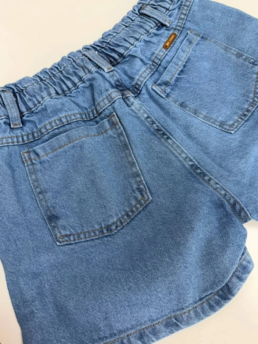 Short Jeans Infantil Feminino com Strass Mania Kids - foto 5