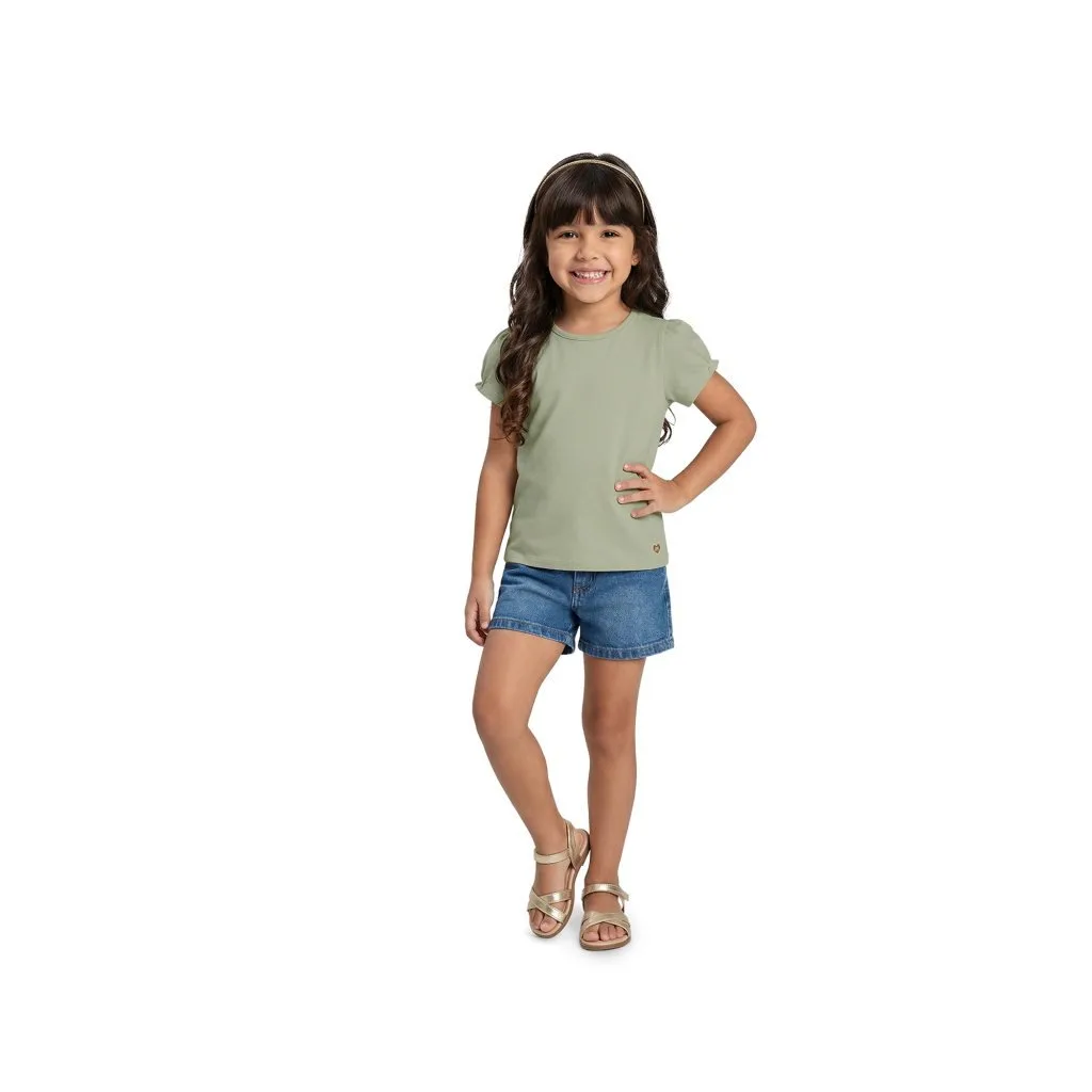Blusa Infantil Menina Liso Milon - Verde salvia - foto 2