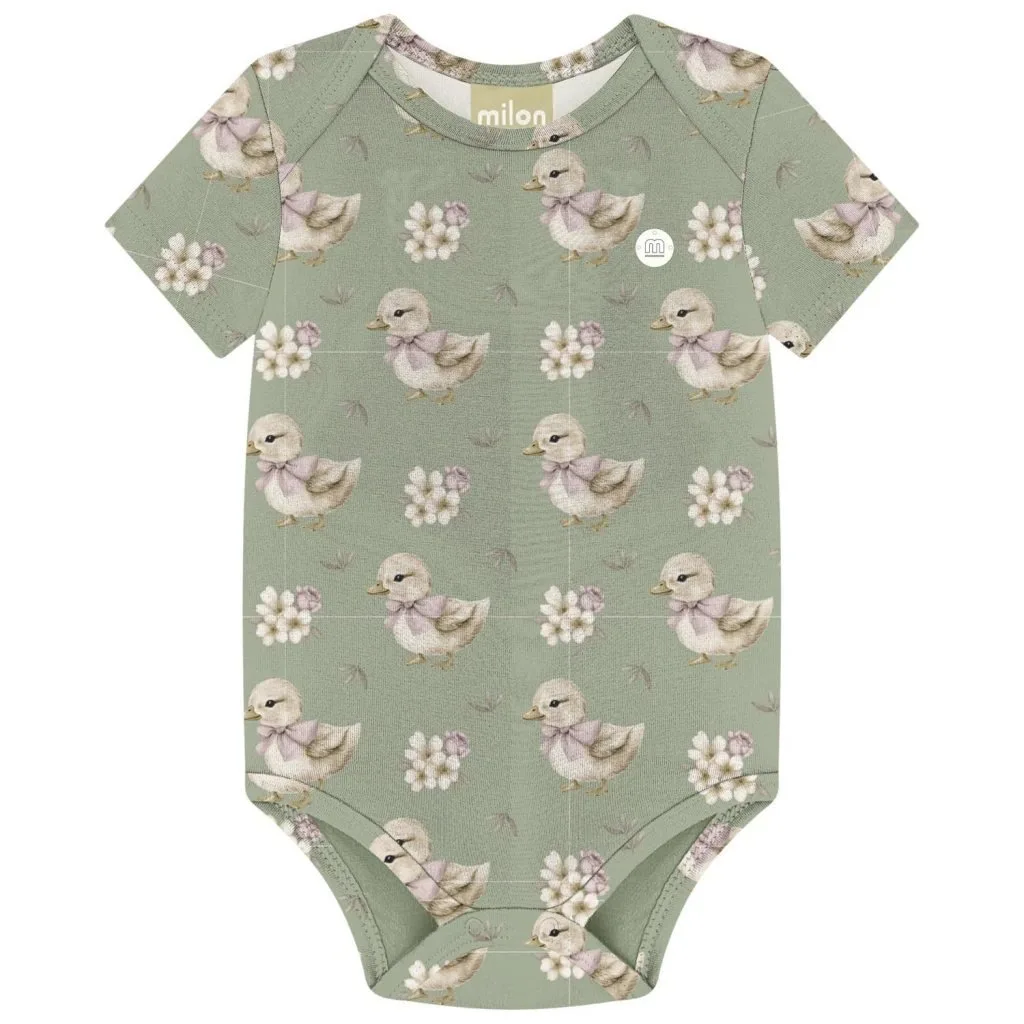 Body Milon Manga Curt - Feminino - Verde salvia - foto 1