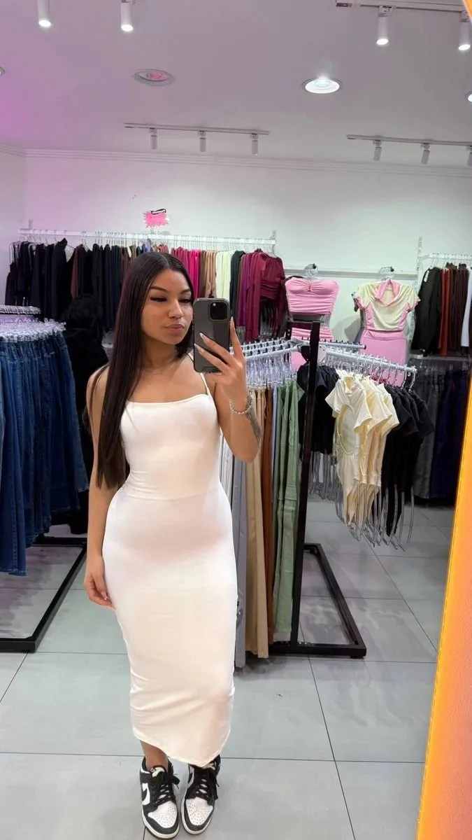 Vestido Pamela Longo E Costas Ajustaveis Branco - foto 1