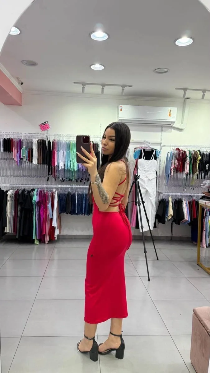 Vestido Pamela Longo E Costas Ajustaveis Vermelho - foto 2