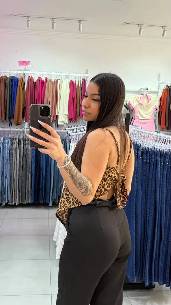 Cropped Lenço Triangulo SKU Estampado Onçinha 357 - foto 2