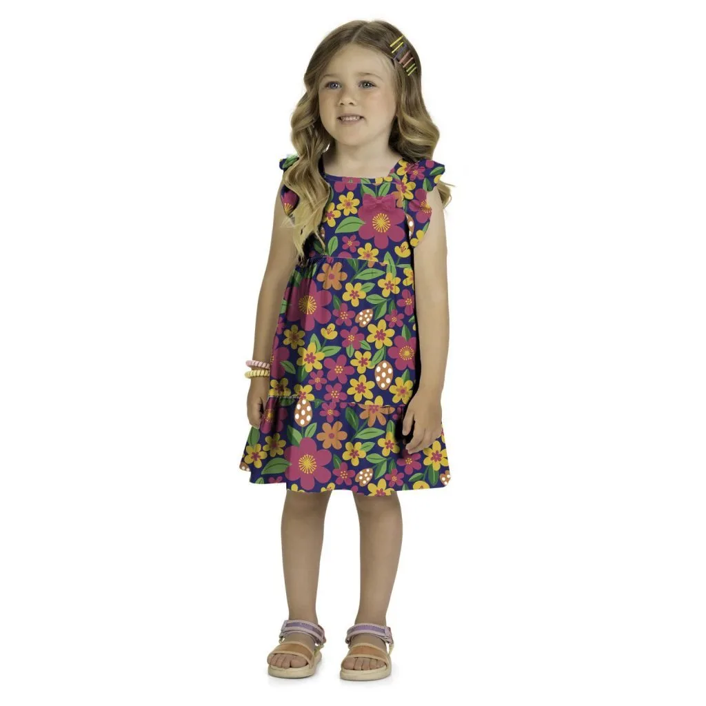 Vestido Infantil Menina Flores Kyly - foto 4