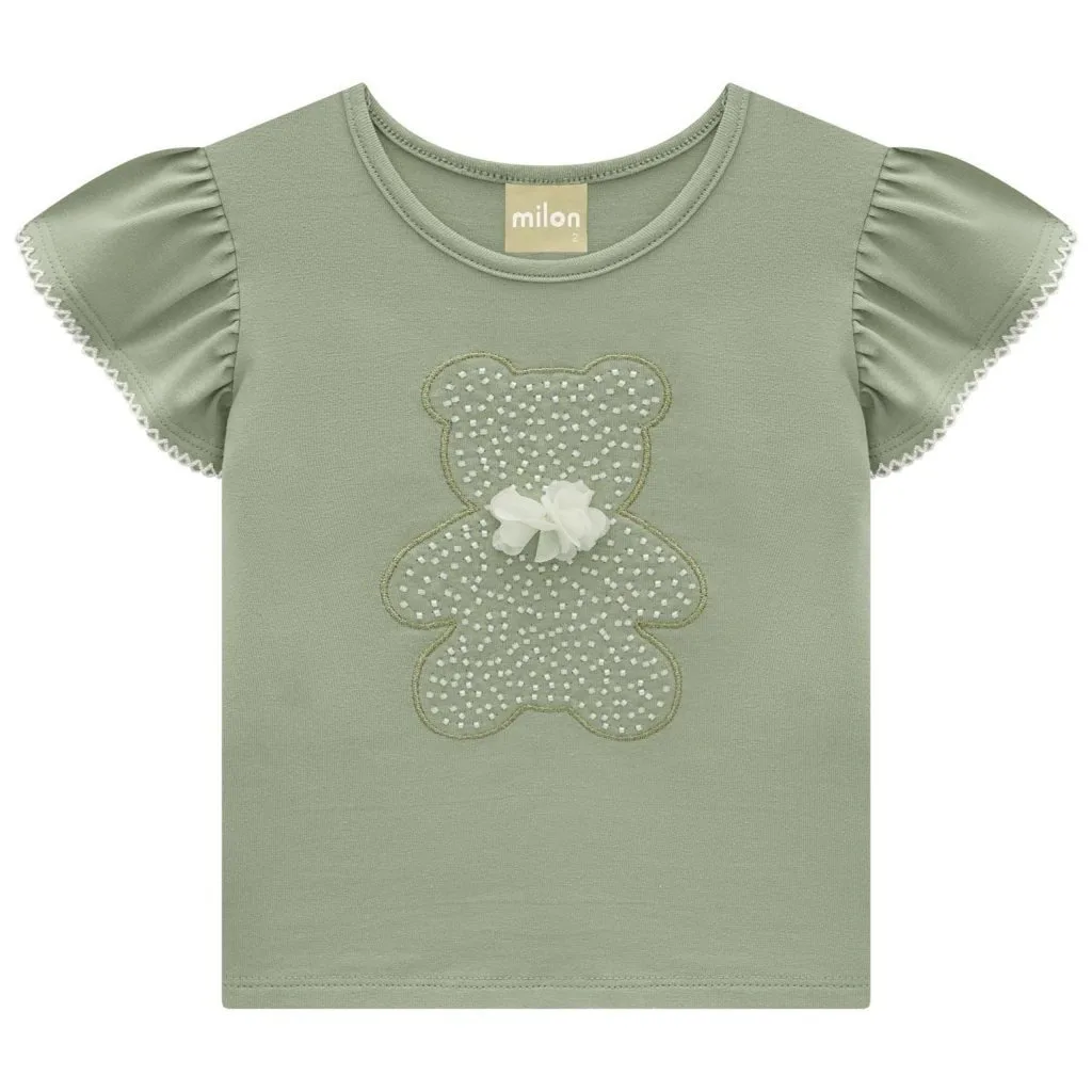 Blusa Infantil Menina Ursinho Milon - Verde - foto 1