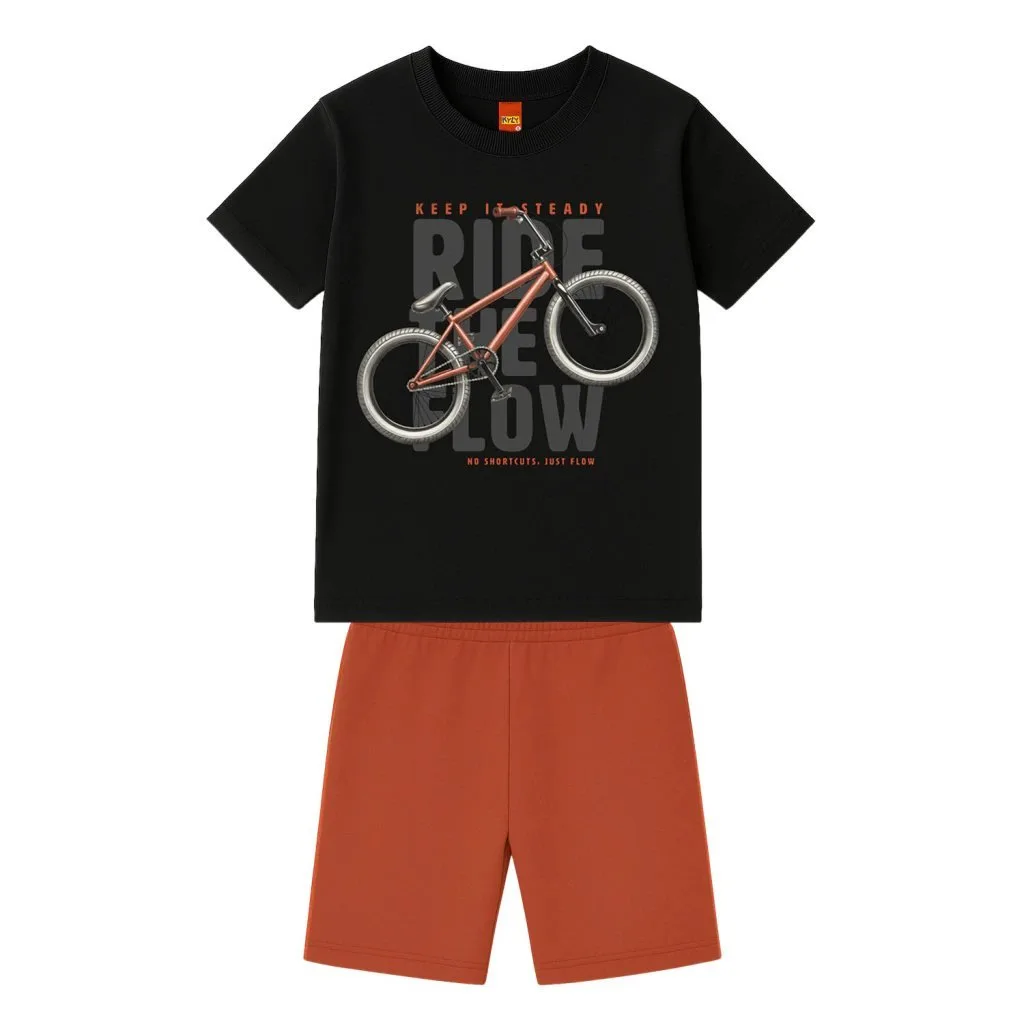 Conjunto Infantil Menino em Algodão Kyly - Preto - foto 1