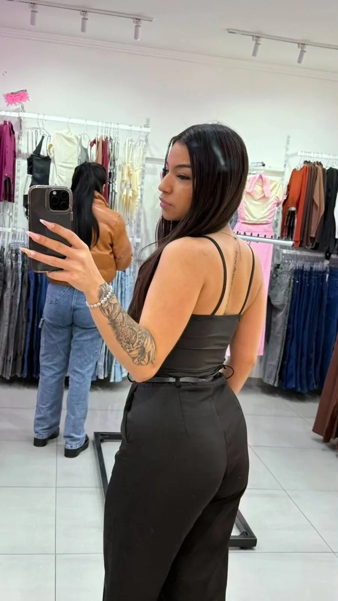 Cropped Argolinha No Meio Suplex Preto - foto 2