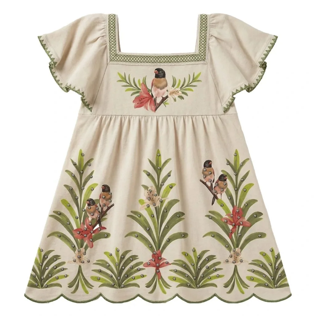 Vestido Infantil Menina com Strass Nanai - Bege - foto 1
