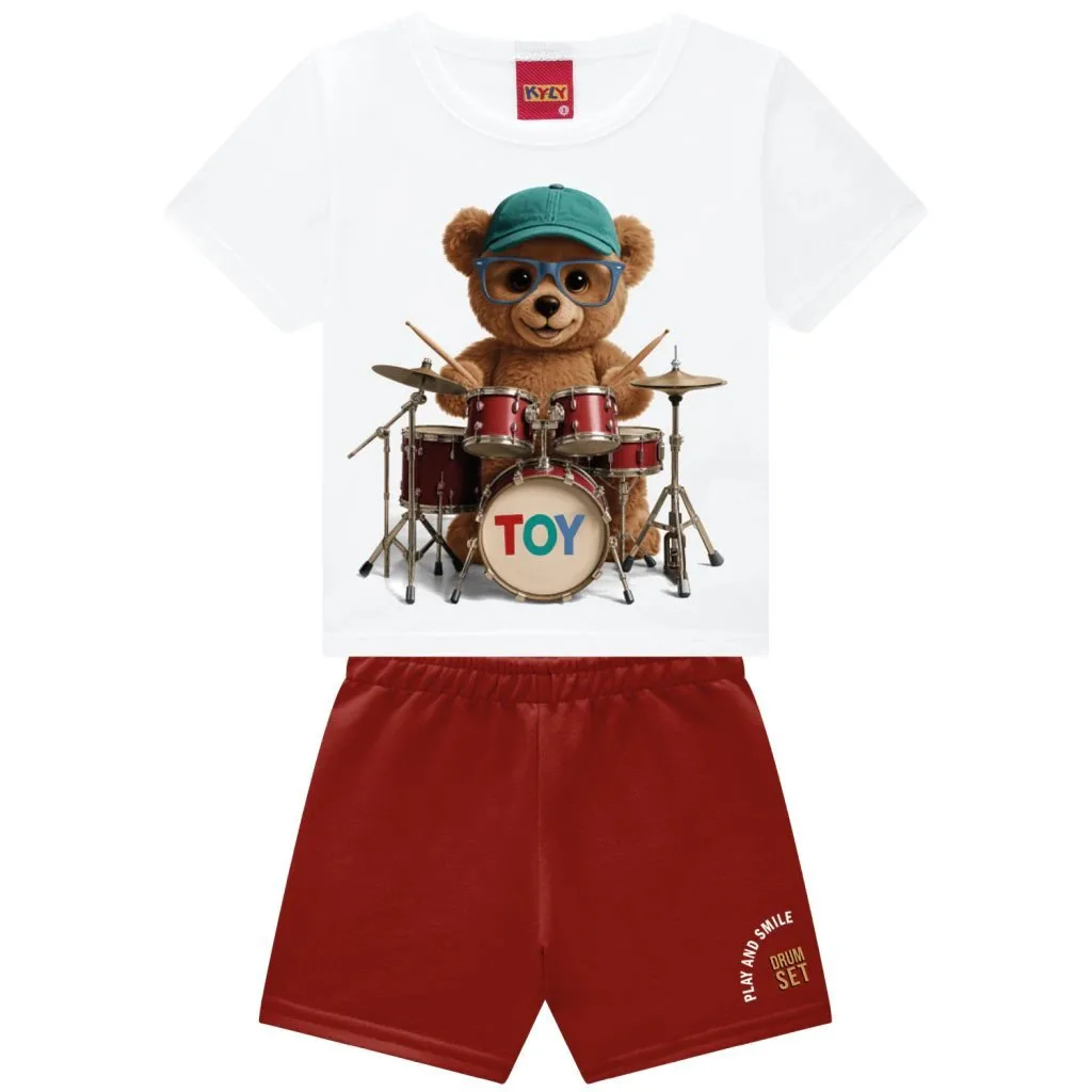 Conjunto Infantil Menino Ursinho Kyly - Branco - foto 1