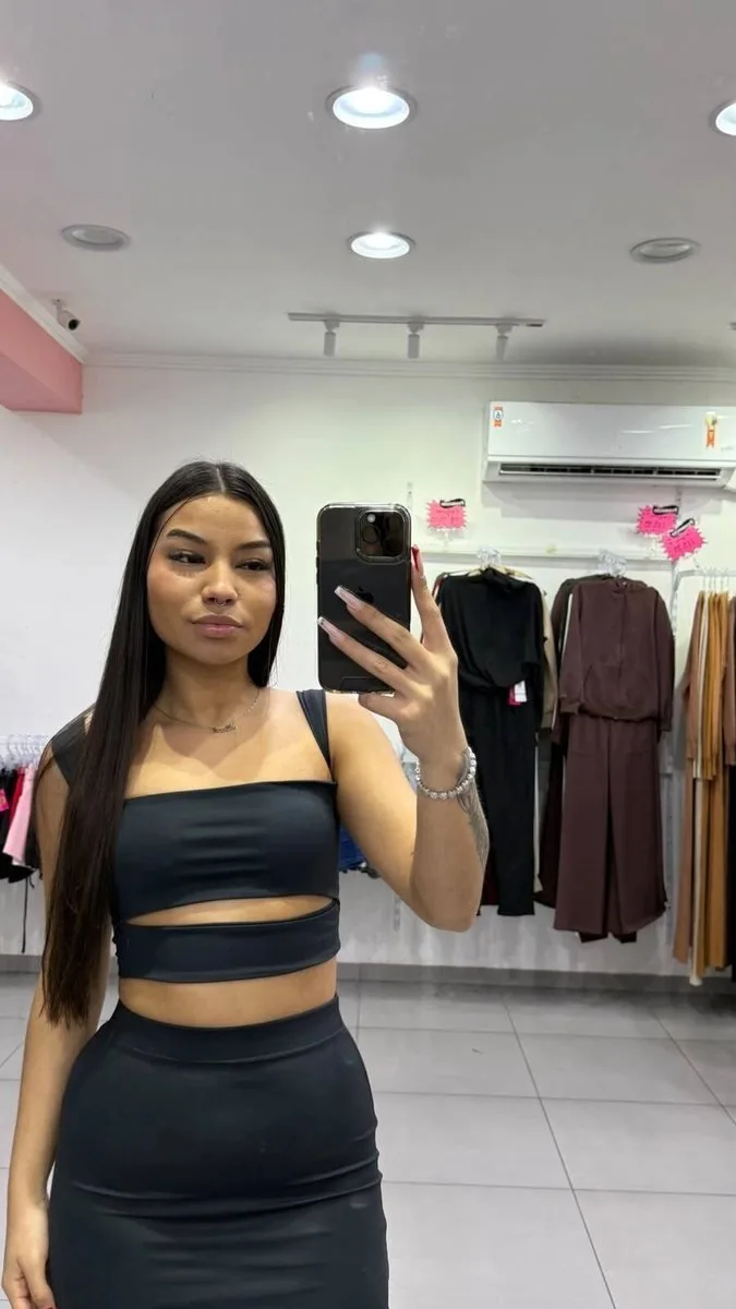 Cropped Honey Poliamida Preto - foto 1