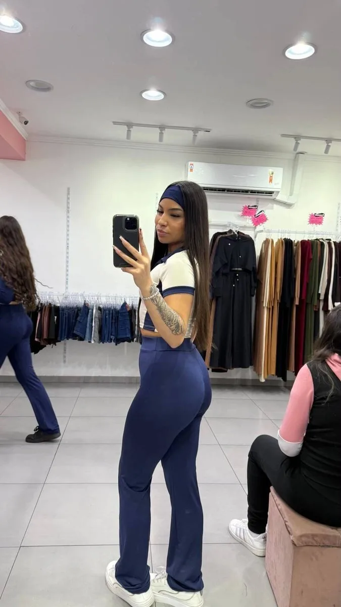 Conjunto Suplex Cropped e Calça + Faixa Azul Forte - foto 2