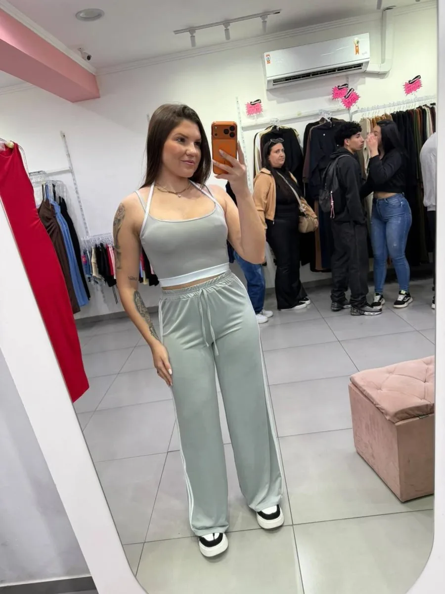 Conjunto Suplex Top e Calça Shape Cinza - foto 1