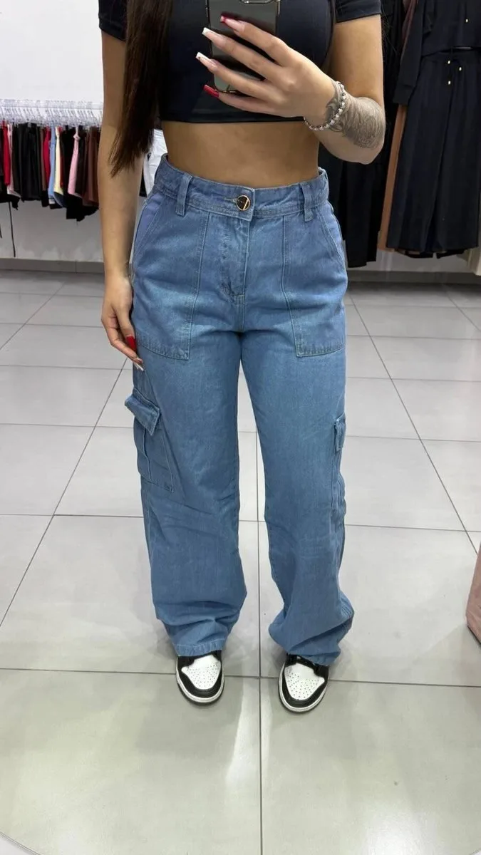 Calça Jeans Wide Cargo Storm - foto 1