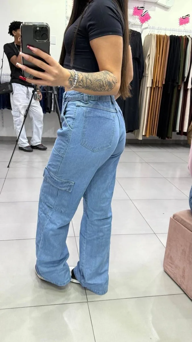 Calça Jeans Wide Cargo Storm - foto 2