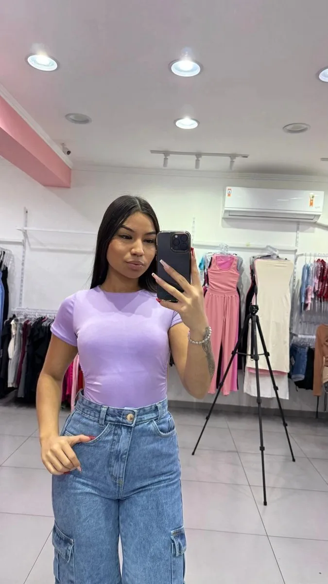 Body Charm Costa Nua Gola Redonda Lilas - foto 1