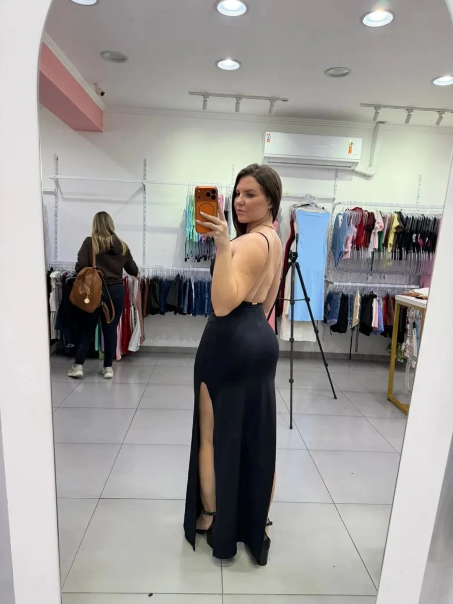 Vestido Luxxo Com Fenda Lateral e Costa Nua Preto - foto 2