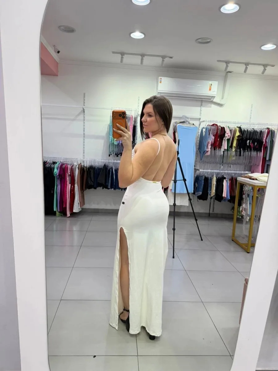 Vestido Luxxo Com Fenda Lateral e Costa Nua Branco - foto 2