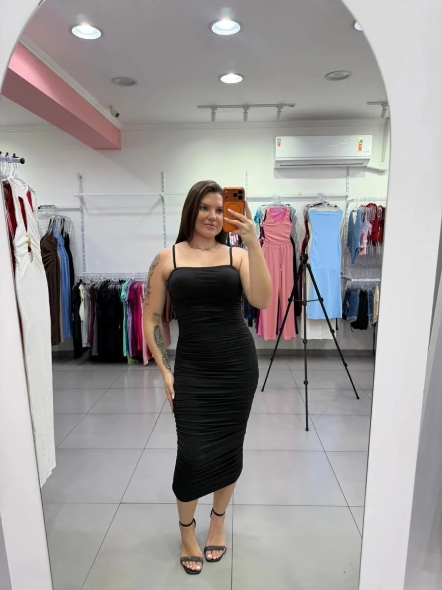 Vestido Suplex Premium Ançinha Fina Preto - foto 1