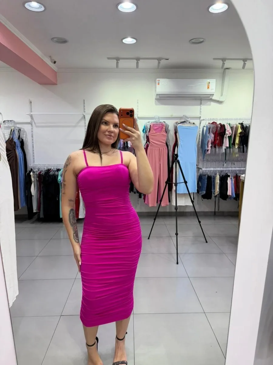 Vestido Suplex Premium Ançinha Fina Rosa - foto 1