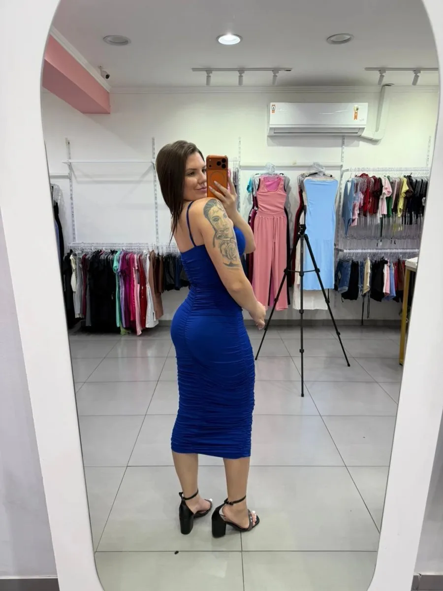 Vestido Suplex Premium Ançinha Fina Azul Forte - foto 2