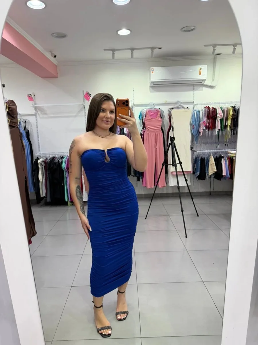 Vestido Longo Suplex Premium Azul Forte - foto 1