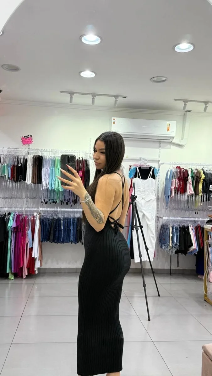 Vestido Modal Luxxo Traçado Nas Costas Preto - foto 2
