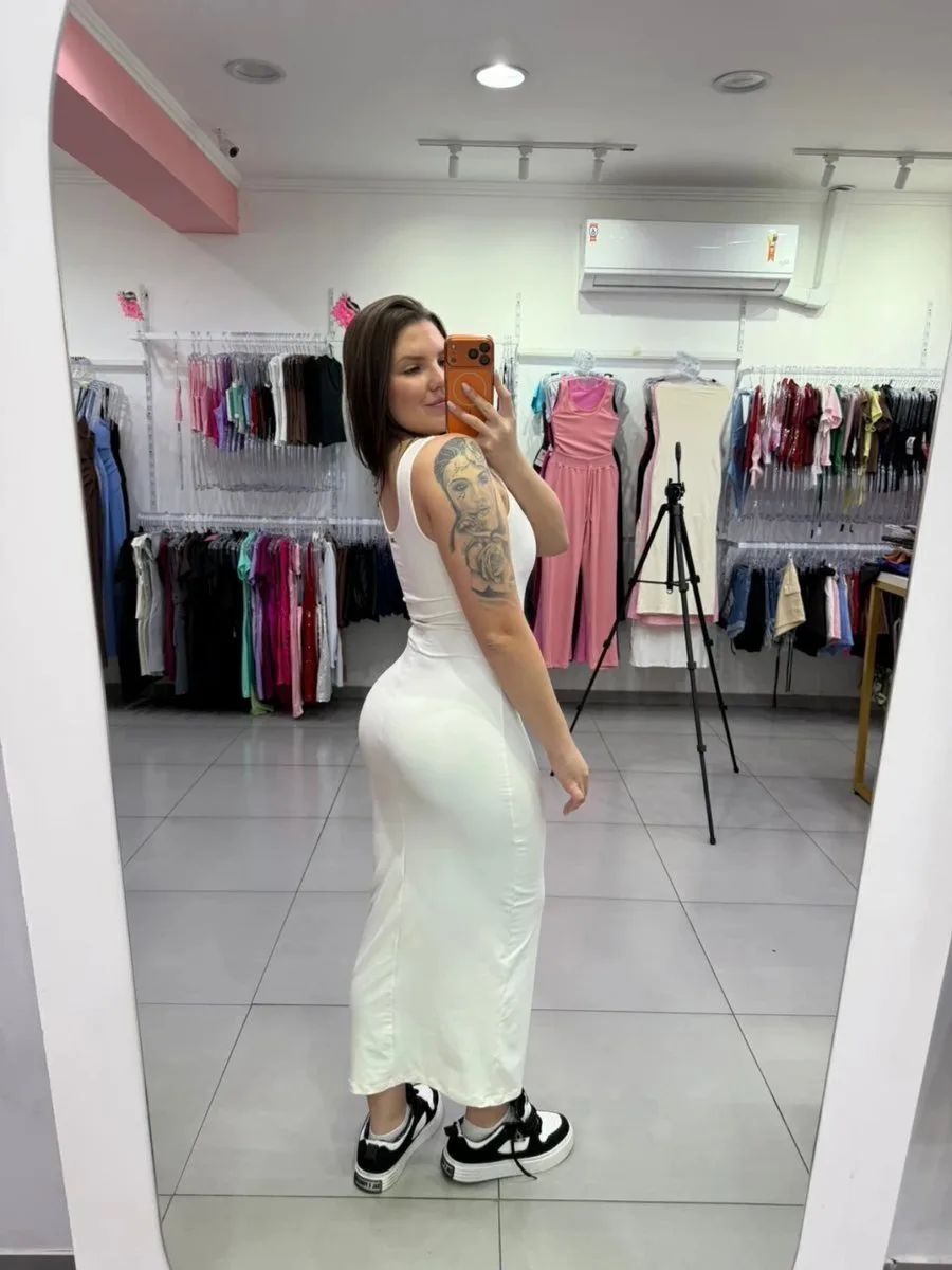 Vestido Poliamida Branco Luxxo Com Bojo - foto 2