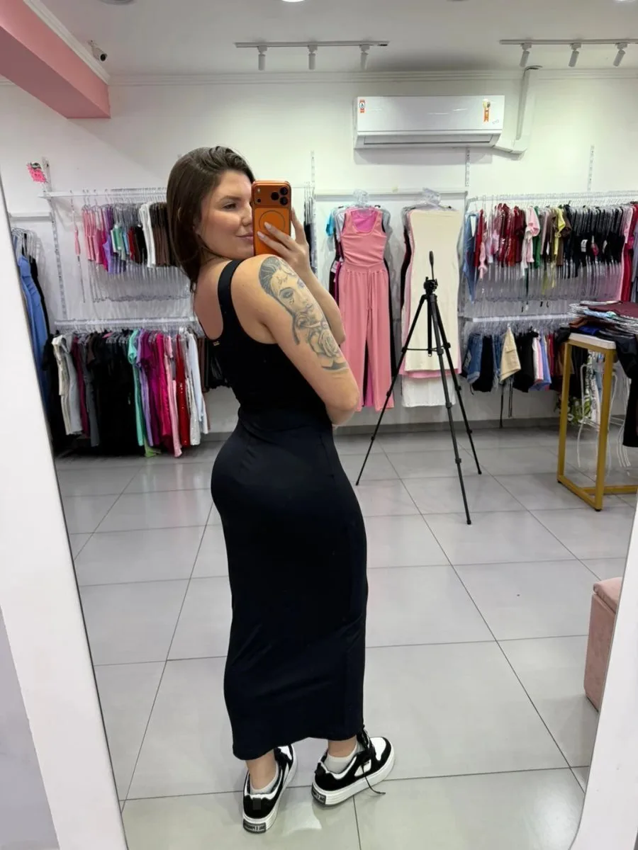 Vestido Poliamida All Black Luxxo Com Bojo - foto 2