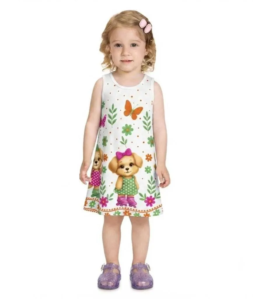 Vestido Kyly Infantil Menina Cachorrinhos - foto 1