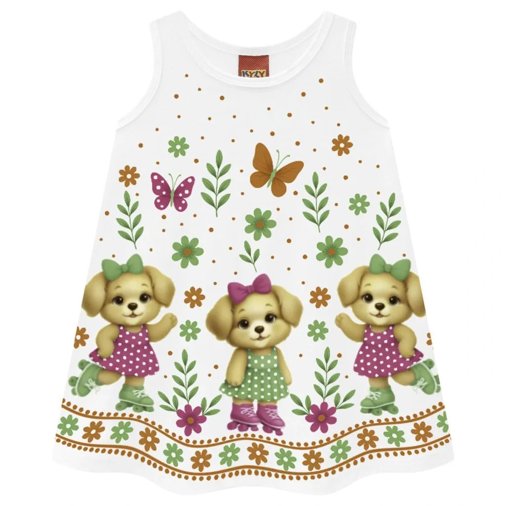 Vestido Kyly Infantil Menina Cachorrinhos - foto 2