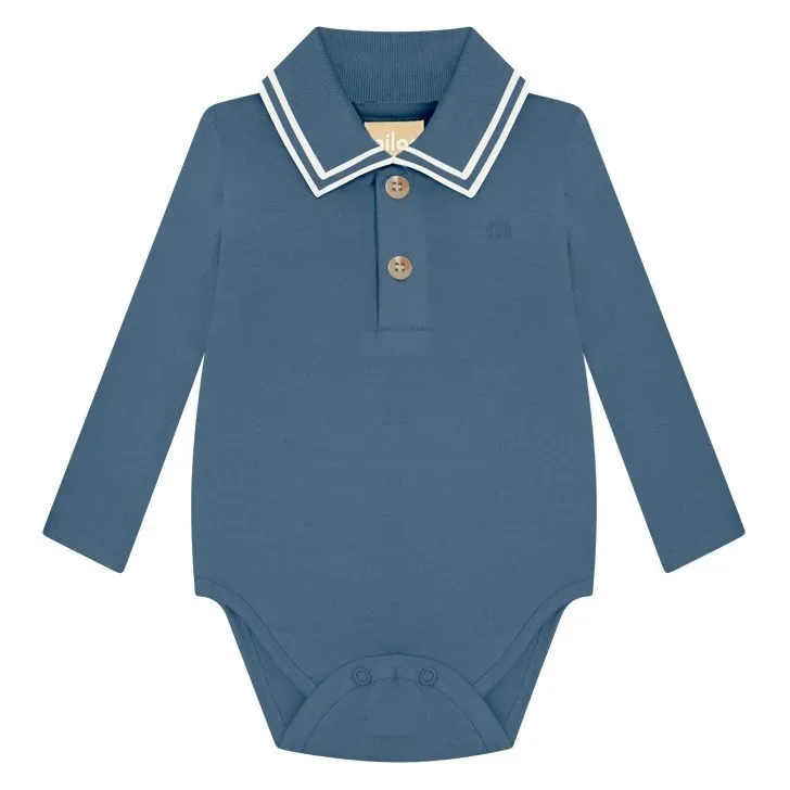 Body Polo Bebê Menino Liso Milon - Azul - foto 1