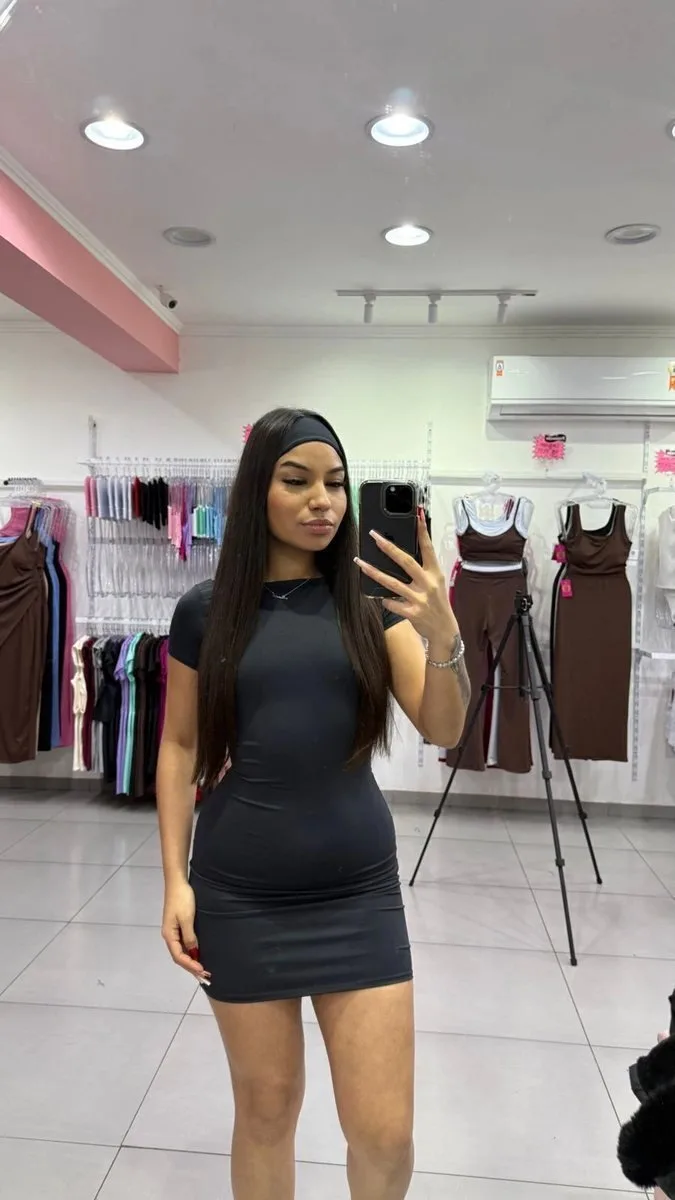 Vestido Curto Costa Nua Com Faixa Poliamida Preto - foto 1