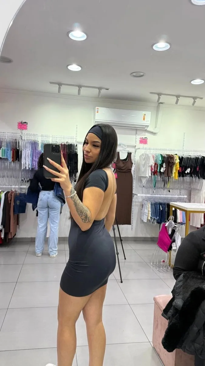 Vestido Curto Costa Nua Com Faixa Poliamida Preto - foto 2