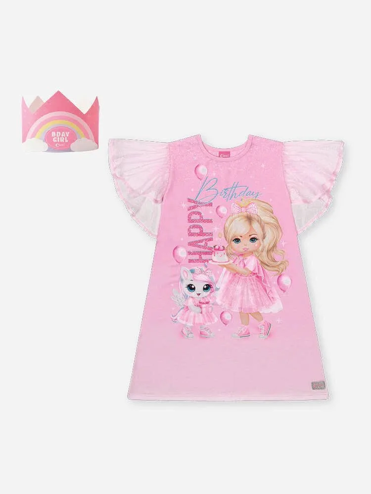 Vestido Infantil Cinti Verão Rosa Happy Birthday - foto 4