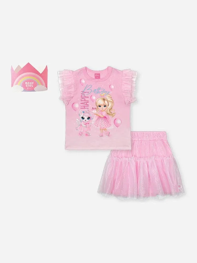 Conjunto Cinti Blusa e Short Saia Tule - Rosa Iogurte - foto 3