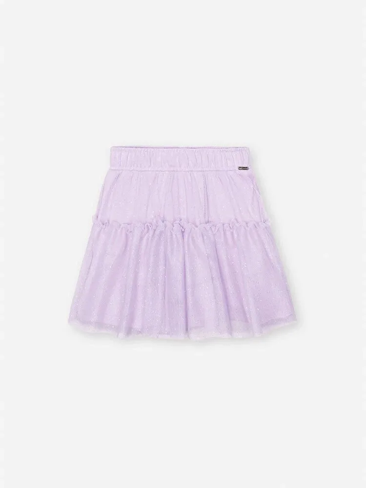 Saia Cinti Menina Verão com Shorts Interno Lilas Bruma/Preto - Roxo - foto 1
