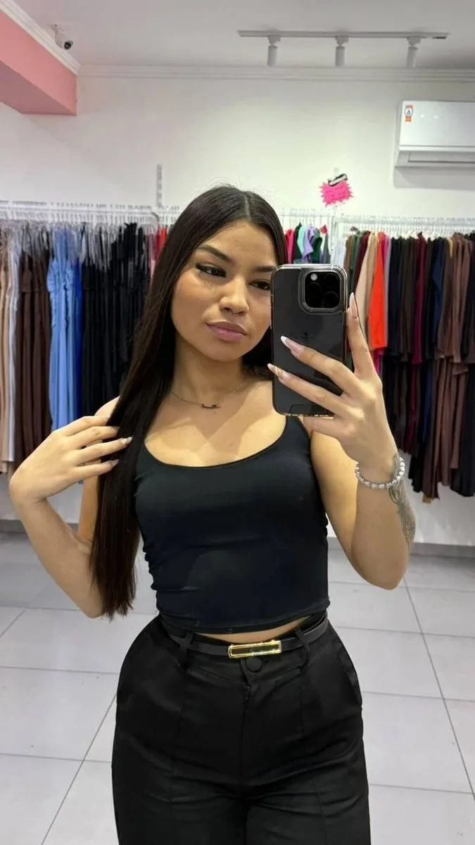 Cropped Alcinha Fina Preto - foto 1