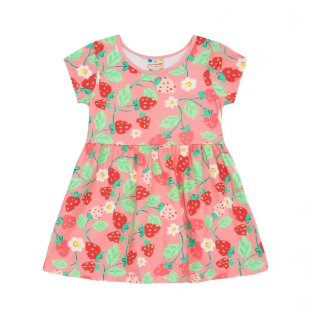 Vestido Infantil Menina de Morangos e Praia Brandili - Morangos - Rosa - foto 1
