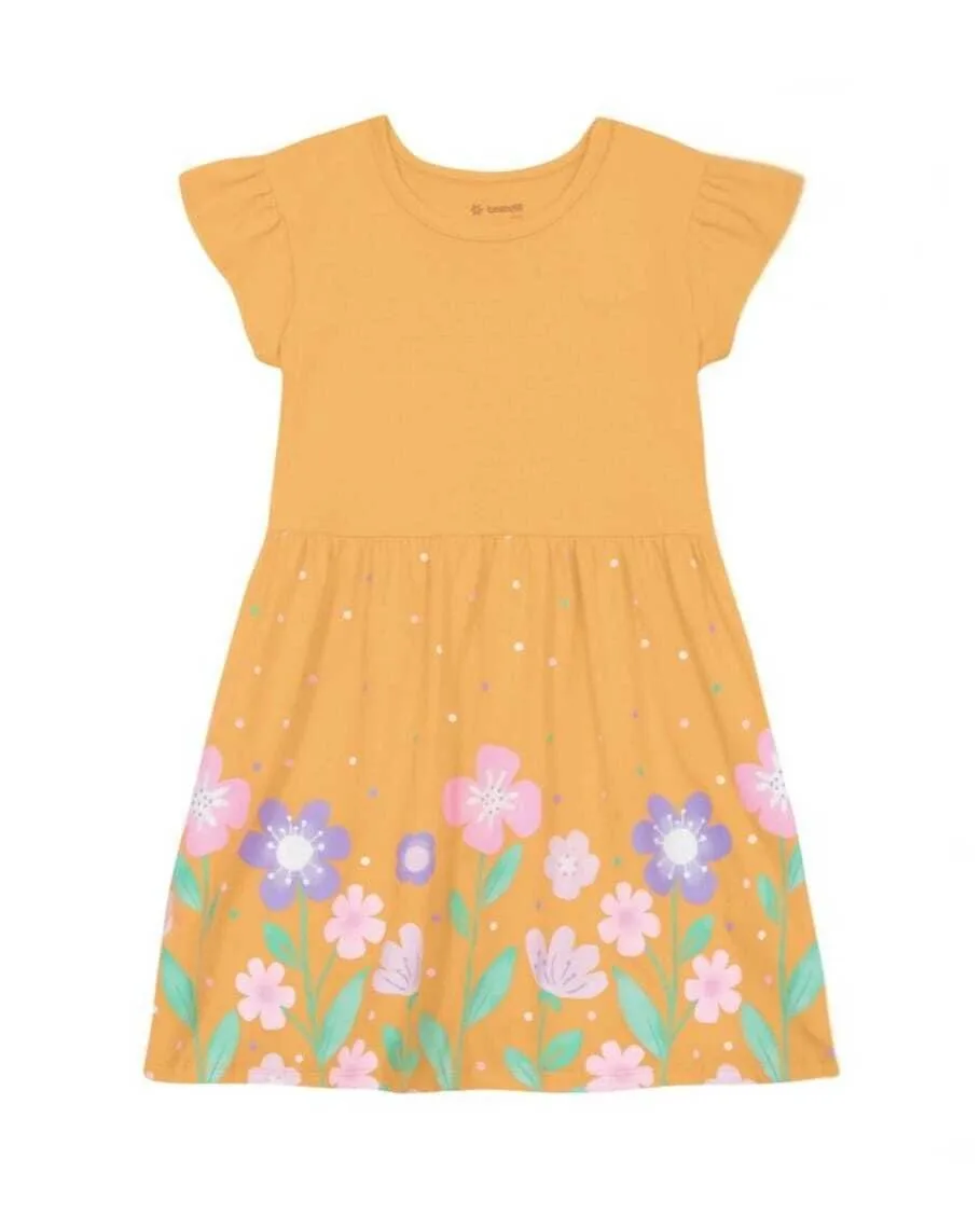 Vestido Infantil Menina em Meia Malha Brandili - Laranja - foto 1